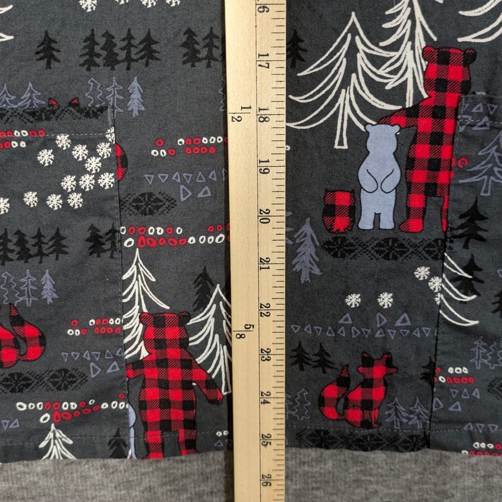 Scrubstar Gray Holiday Scrub Top Plaid Woodland Country 100% Cotton Sz M - Picture 4 of 7
